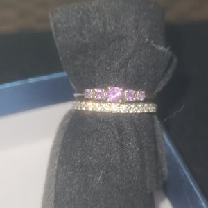 Amethyst and CZ Womens Ring